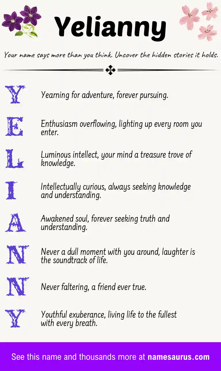 Acrostic poem about Yelianny.