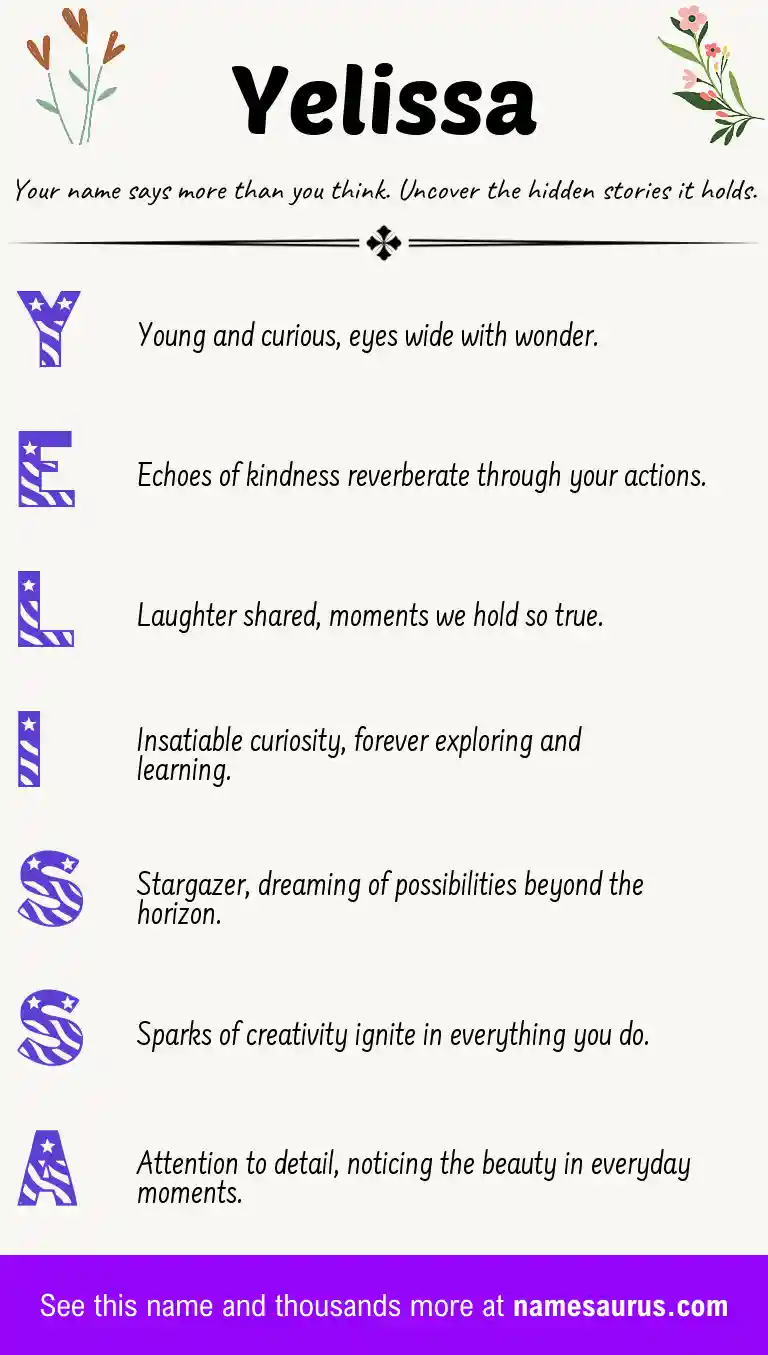 Acrostic poem about Yelissa.