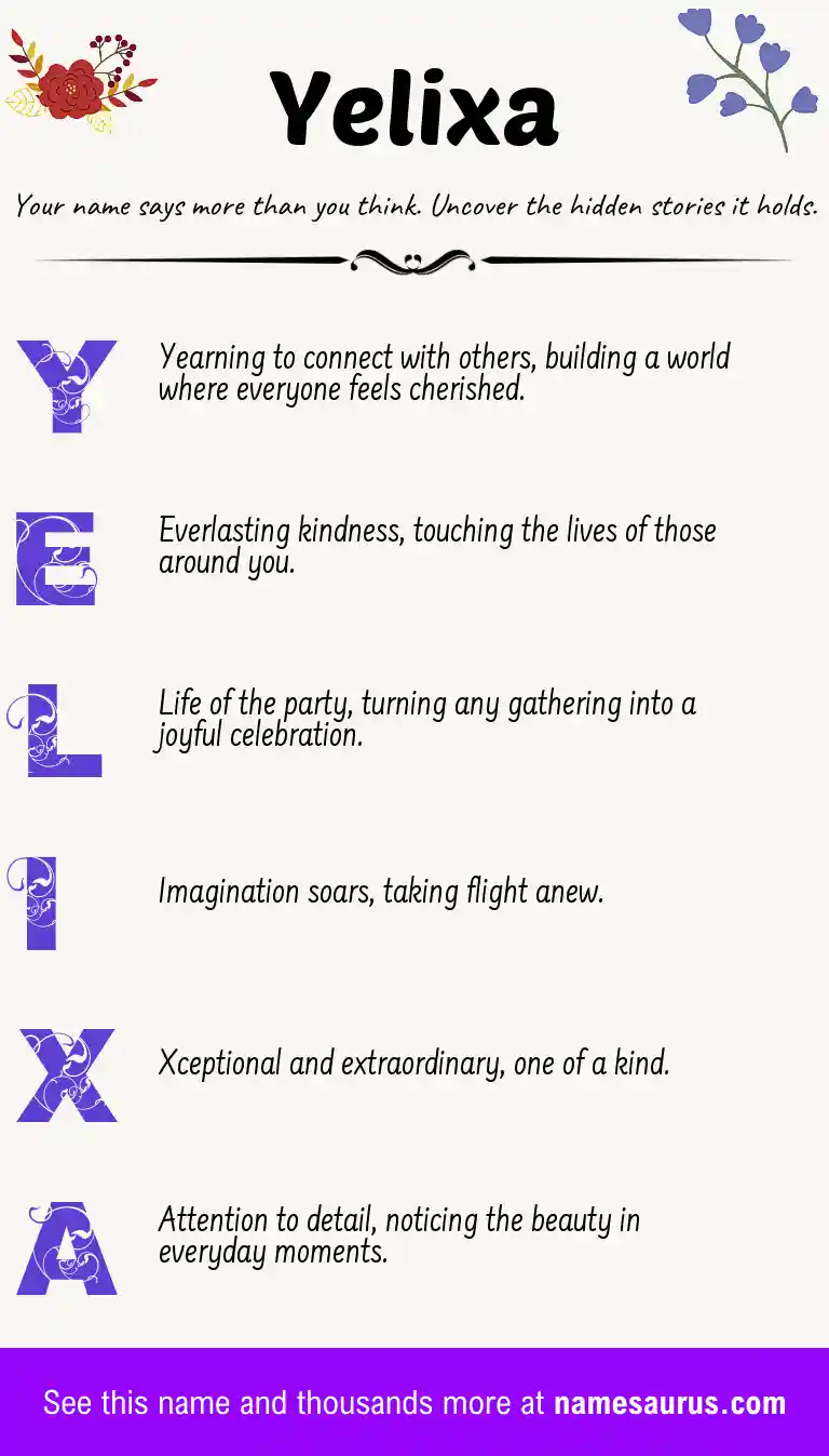 Acrostic poem about Yelixa.