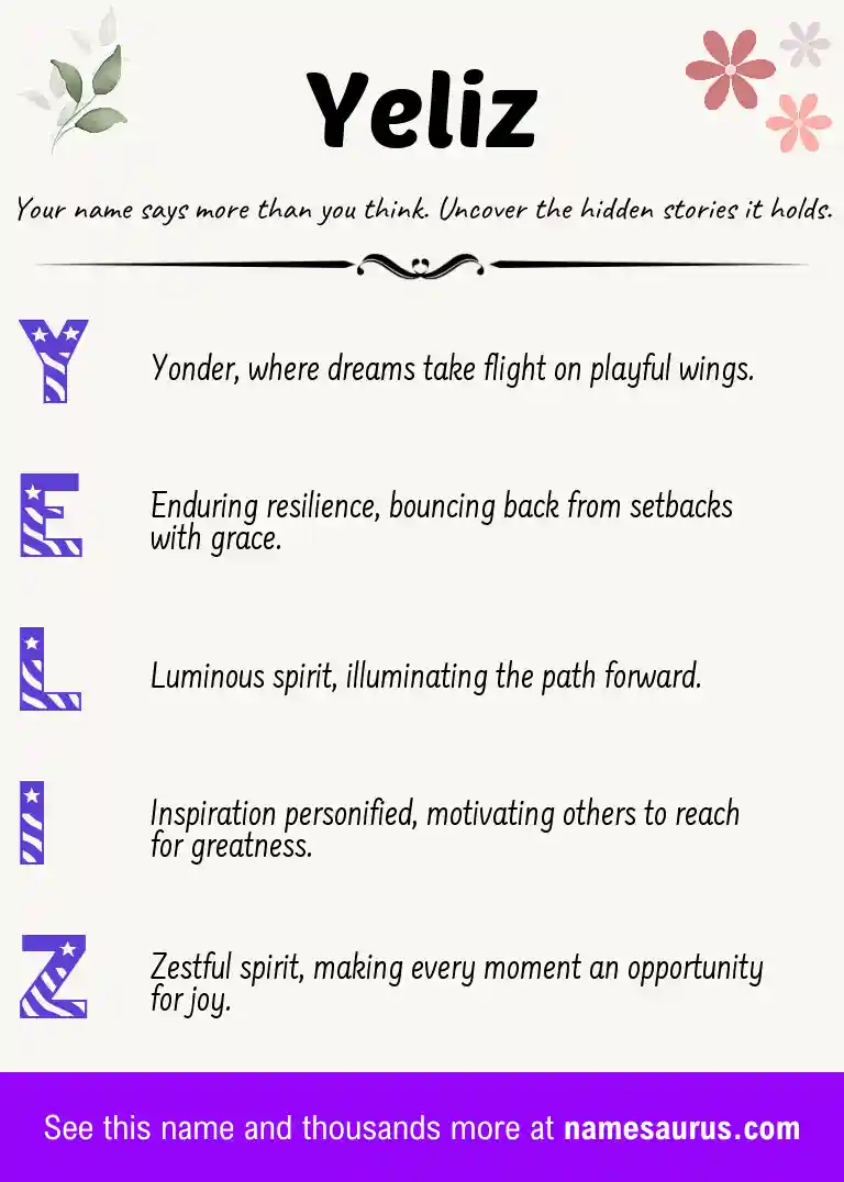 Acrostic poem about Yeliz.