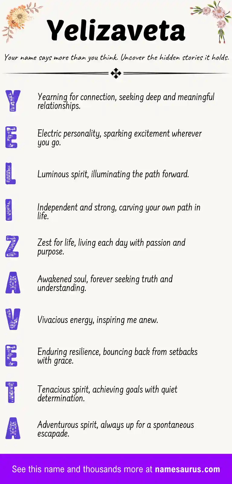 Acrostic poem about Yelizaveta.
