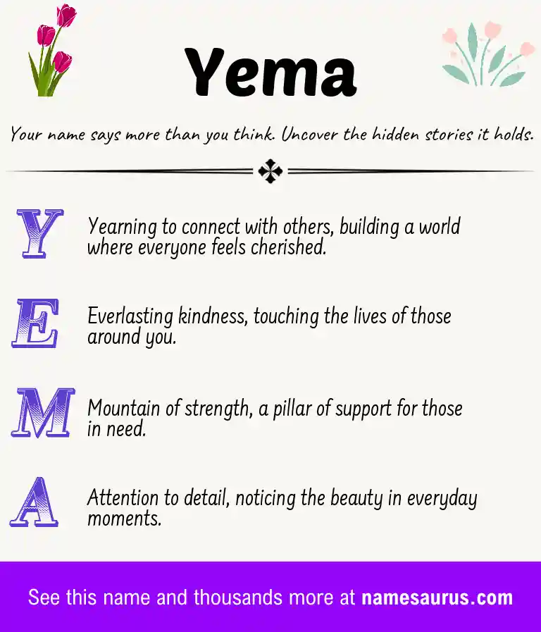 Acrostic poem about Yema.