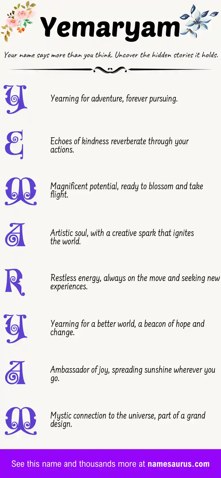 Acrostic poem about Yemaryam.