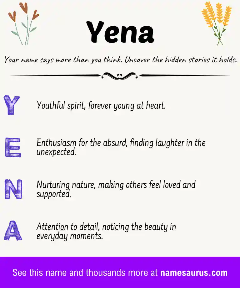 Acrostic poem about Yena.