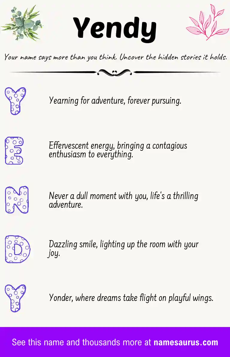 Acrostic poem about Yendy.