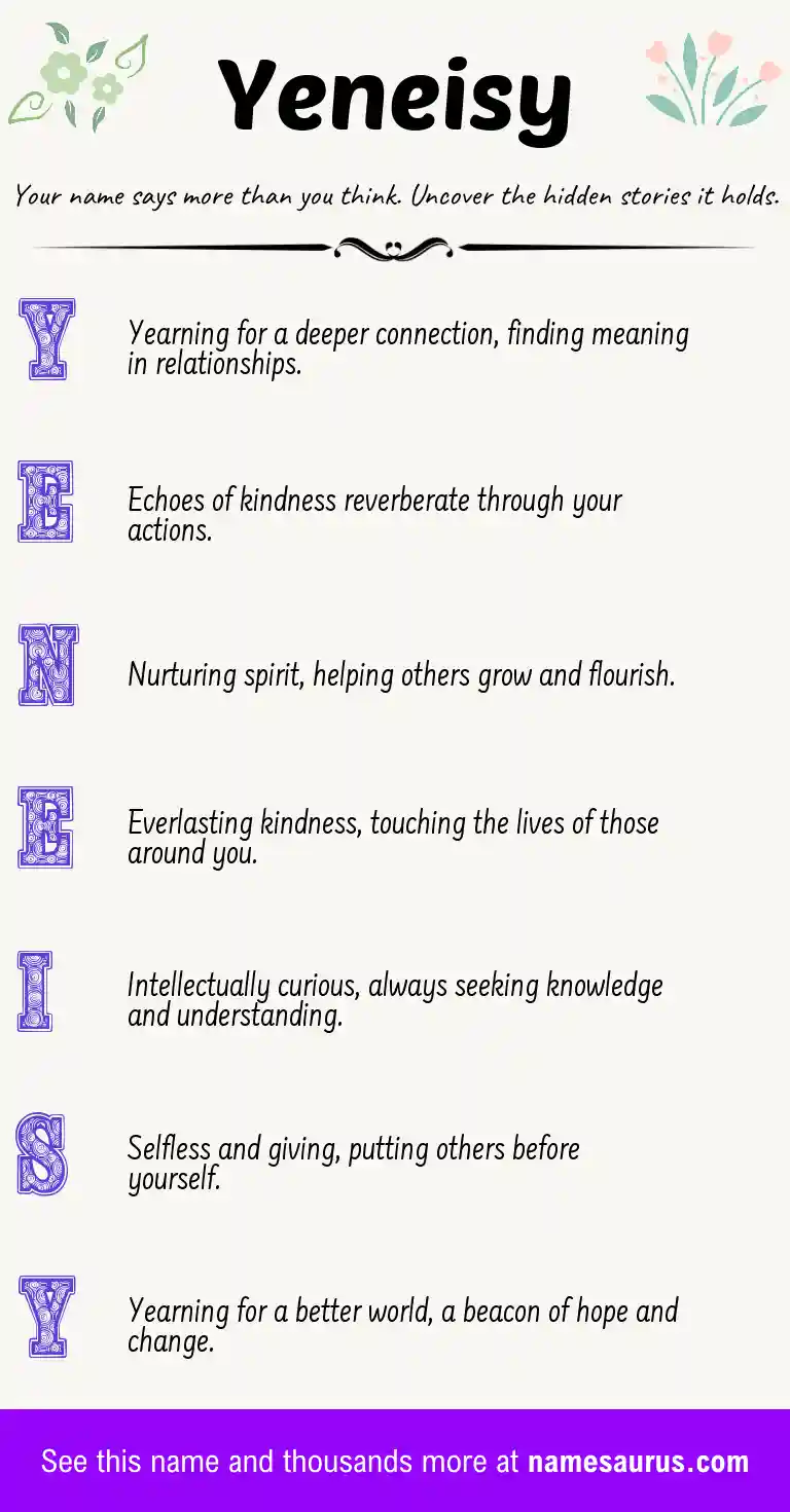 Acrostic poem about Yeneisy.