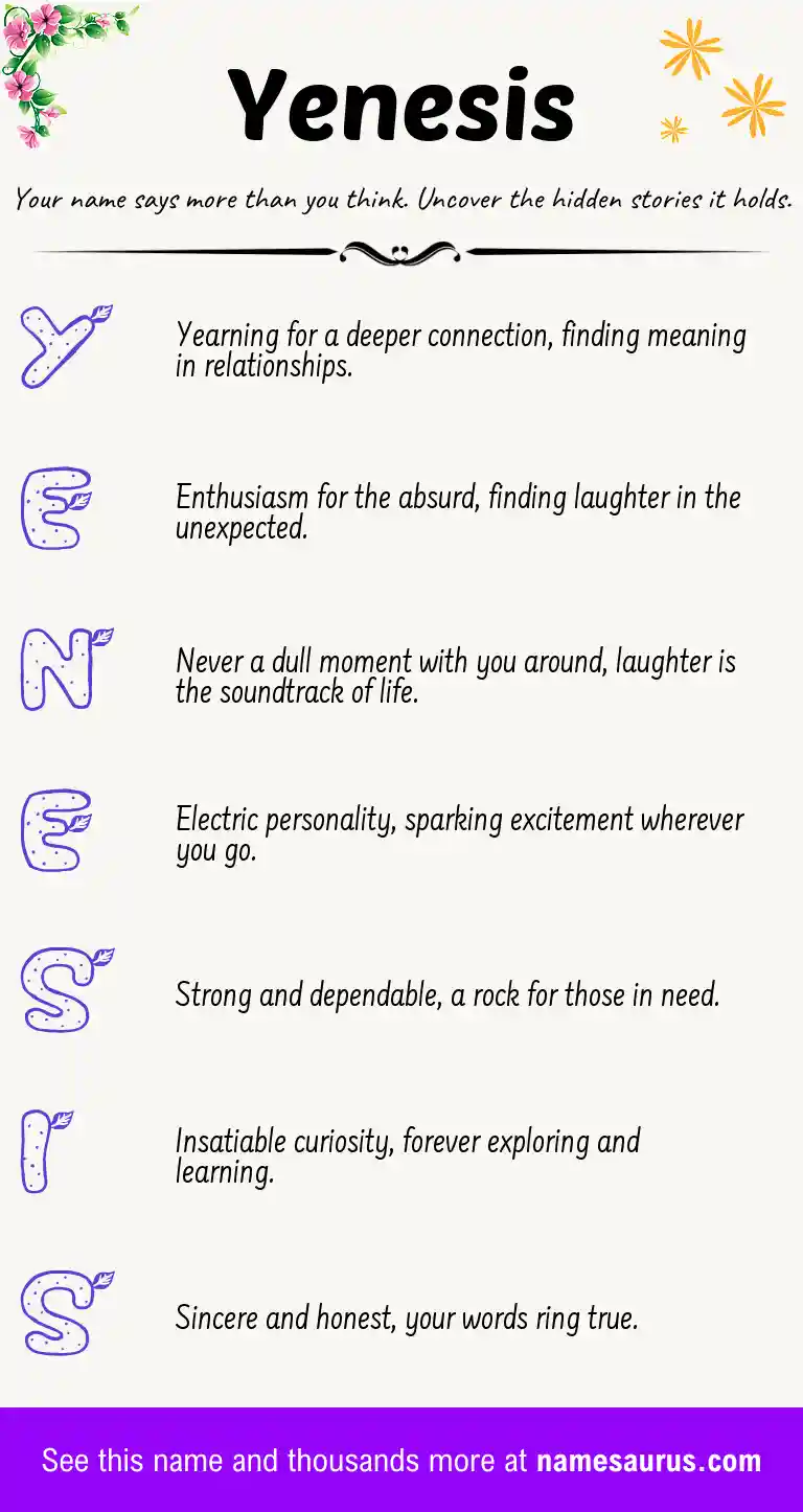 Acrostic poem about Yenesis.