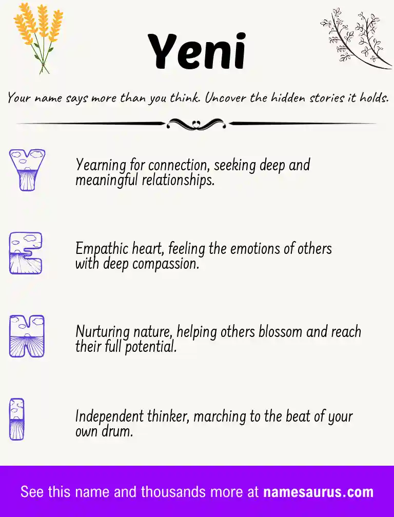 Acrostic poem about Yeni.