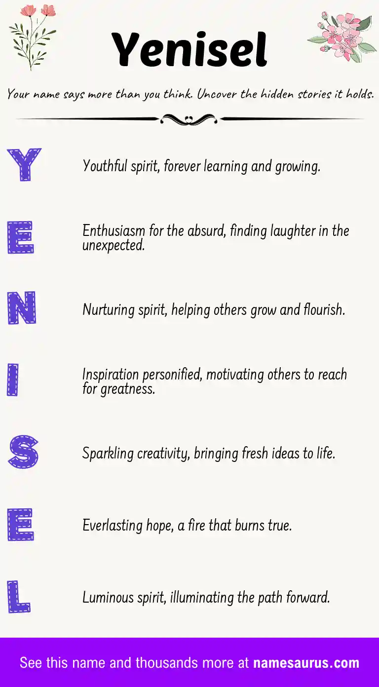 Acrostic poem about Yenisel.