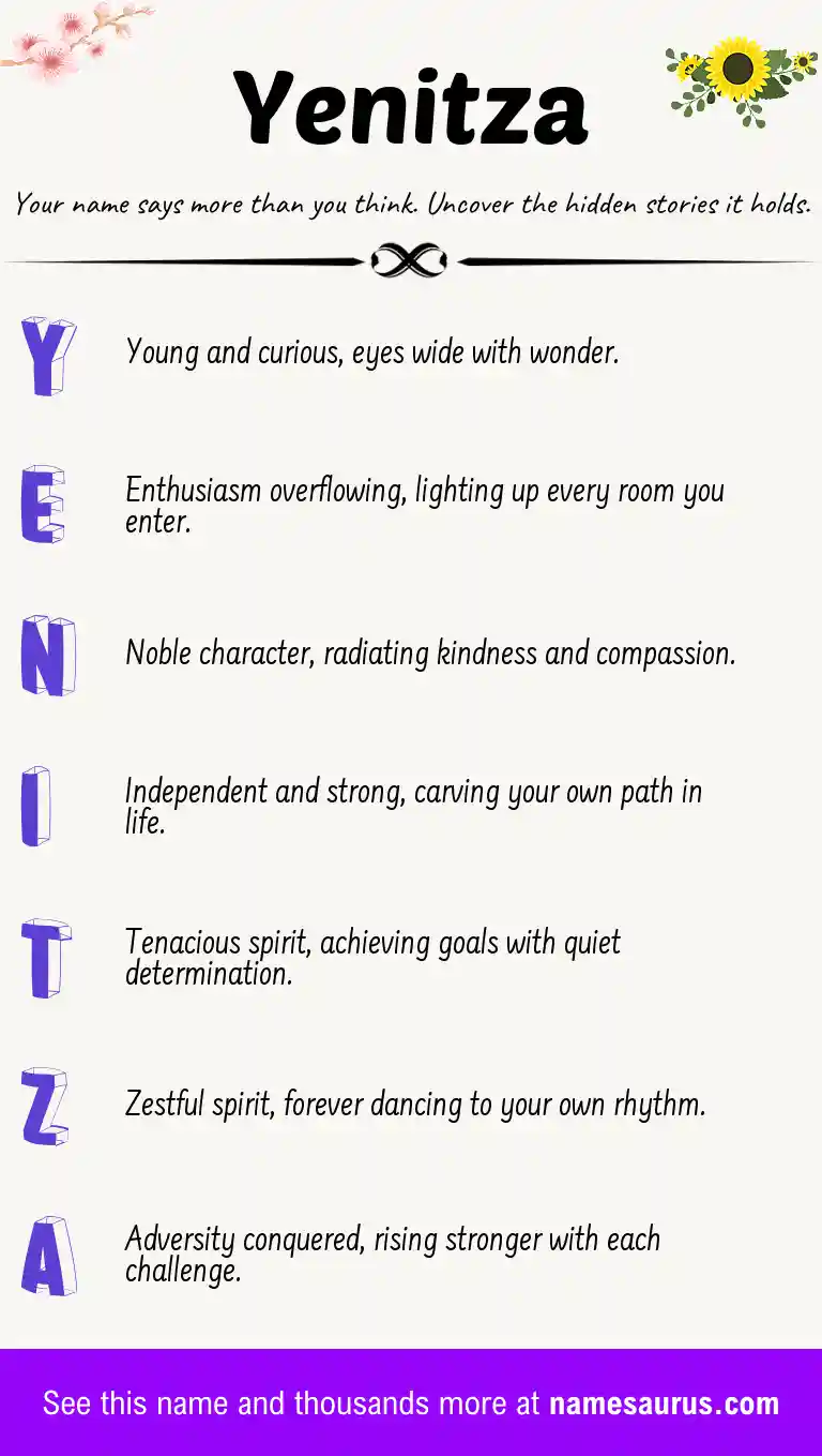 Acrostic poem about Yenitza.