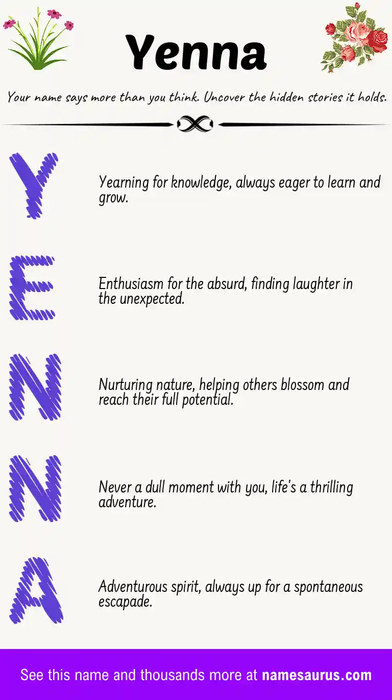 Acrostic poem about Yenna.