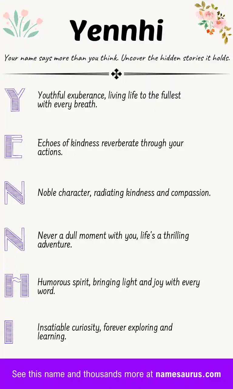 Acrostic poem about Yennhi.