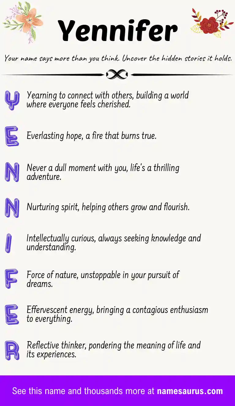 Acrostic poem about Yennifer.