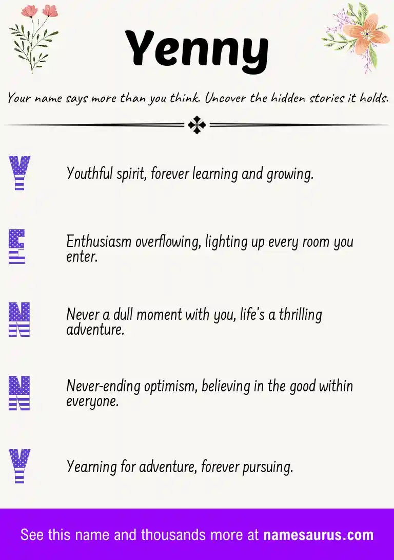 Acrostic poem about Yenny.