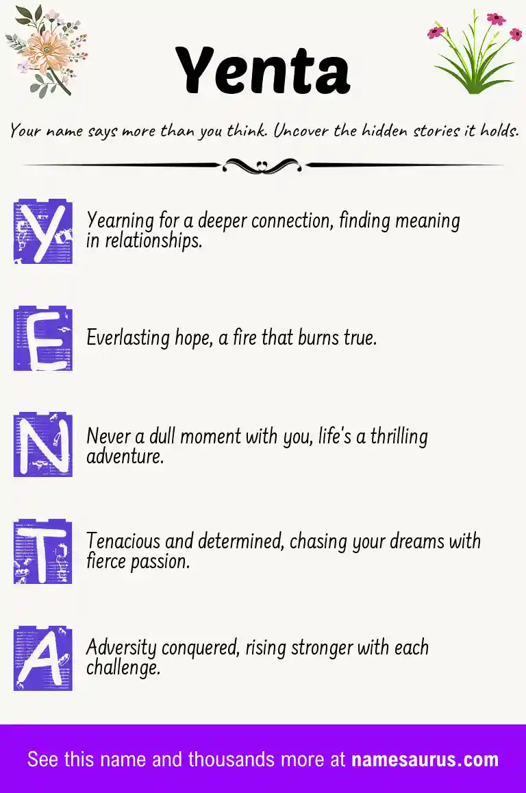Acrostic poem about Yenta.