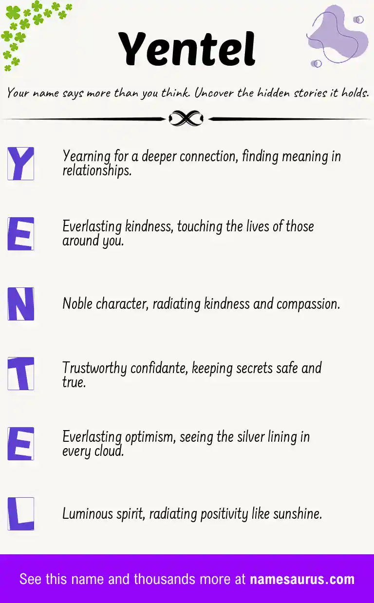 Acrostic poem about Yentel.