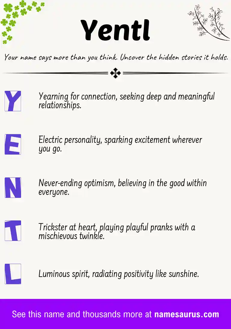 Acrostic poem about Yentl.