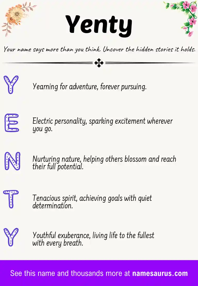 Acrostic poem about Yenty.