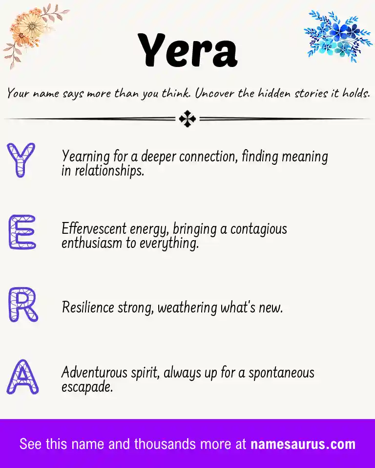 Acrostic poem about Yera.