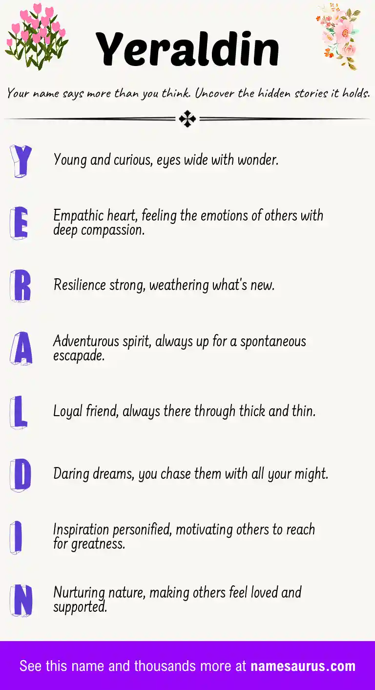 Acrostic poem about Yeraldin.