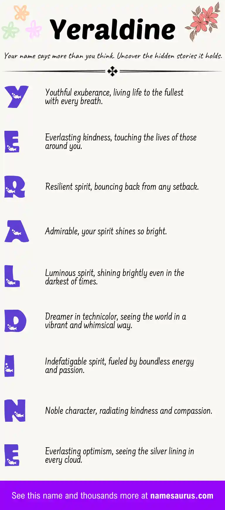 Acrostic poem about Yeraldine.