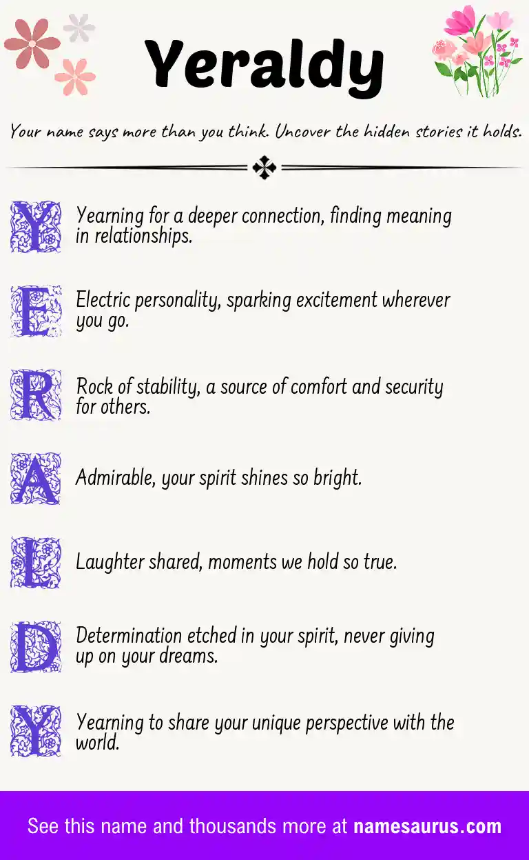 Acrostic poem about Yeraldy.