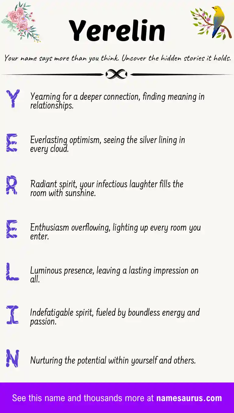 Acrostic poem about Yerelin.