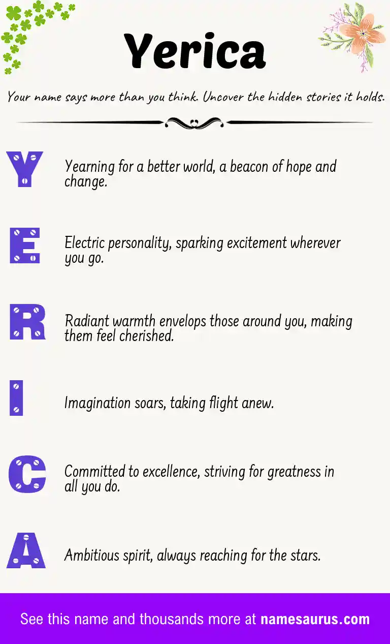 Acrostic poem about Yerica.