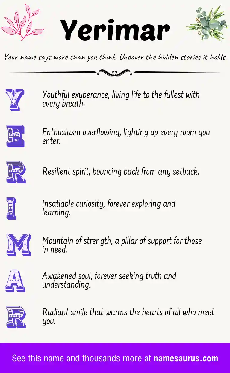 Acrostic poem about Yerimar.