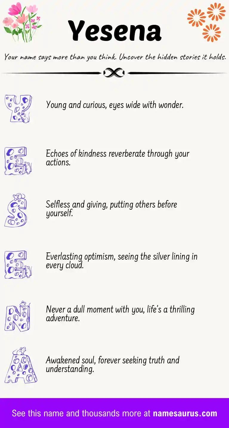 Acrostic poem about Yesena.