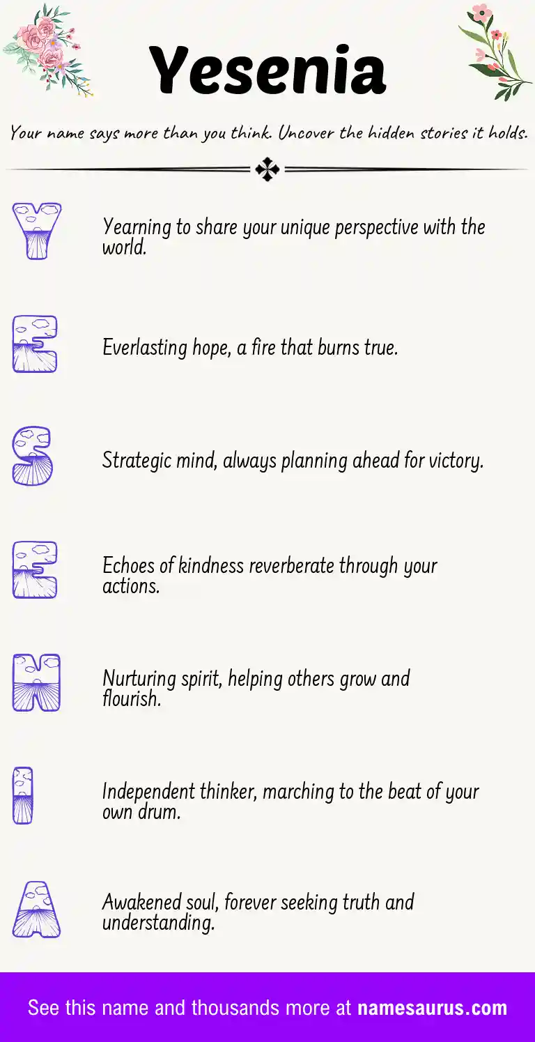 Acrostic poem about Yesenia.
