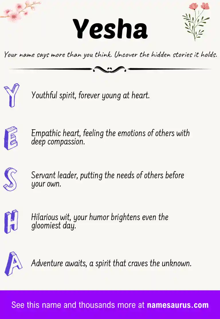 Acrostic poem about Yesha.