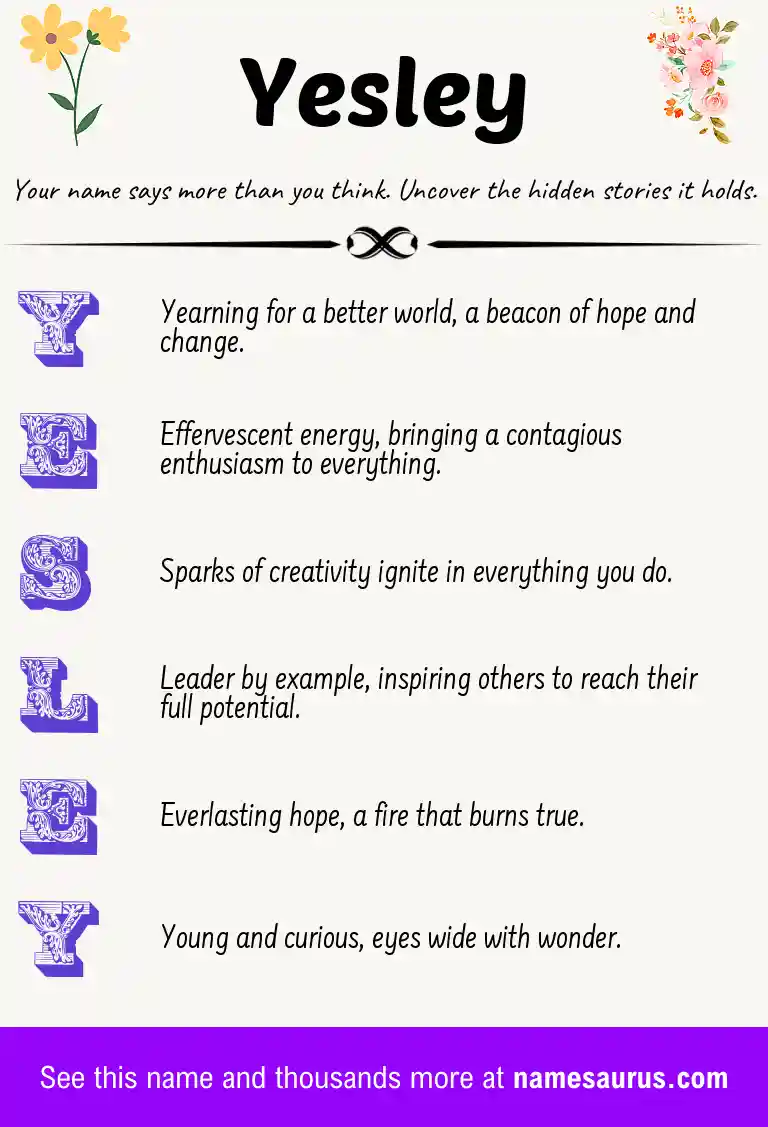 Acrostic poem about Yesley.