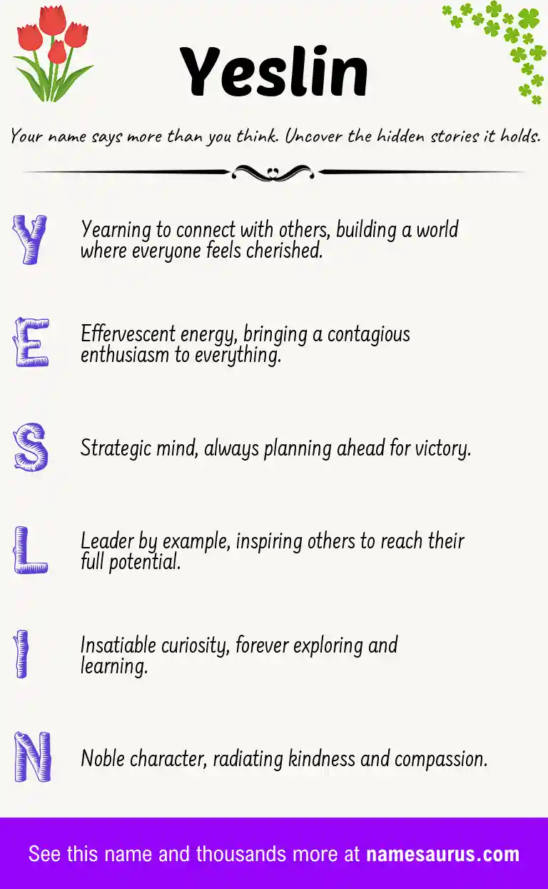 Acrostic poem about Yeslin.