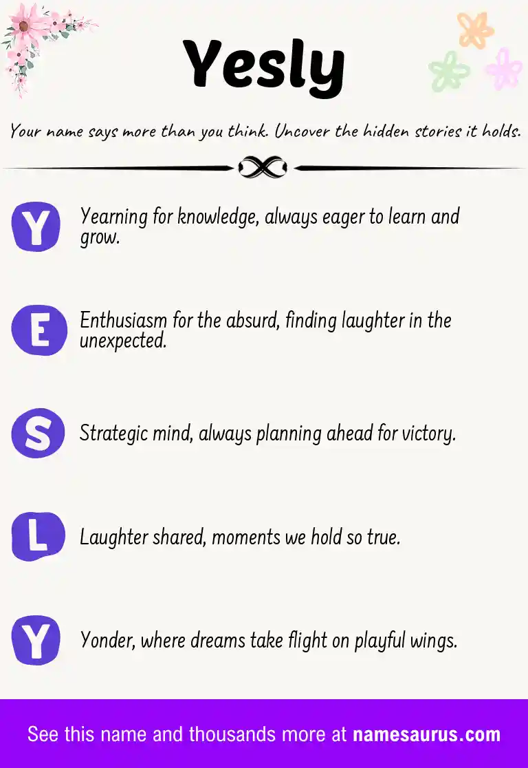 Acrostic poem about Yesly.