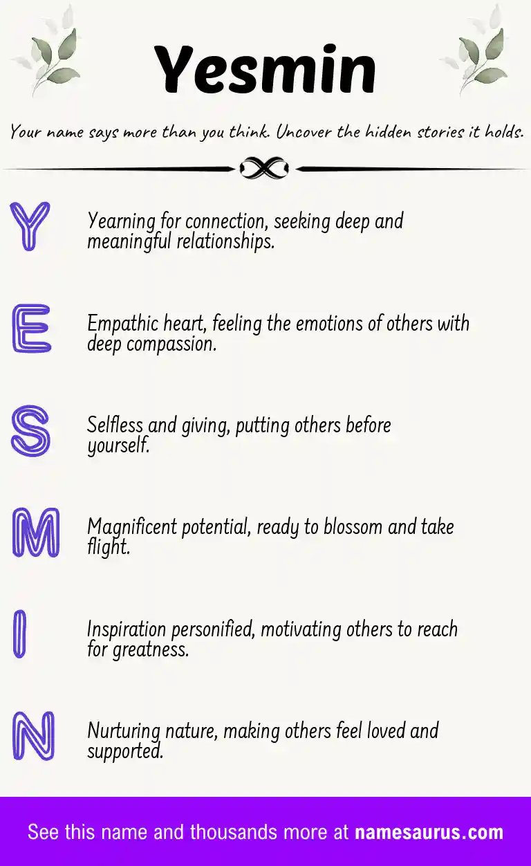 Acrostic poem about Yesmin.