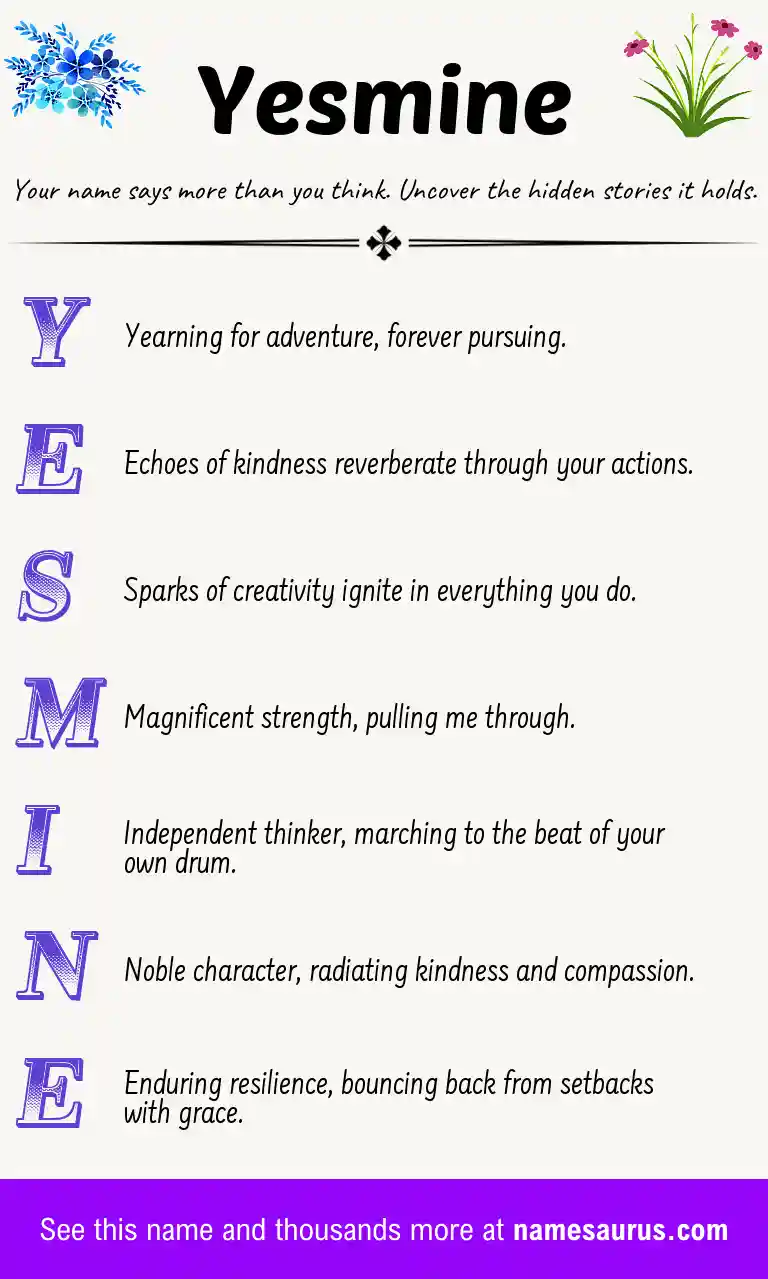 Acrostic poem about Yesmine.