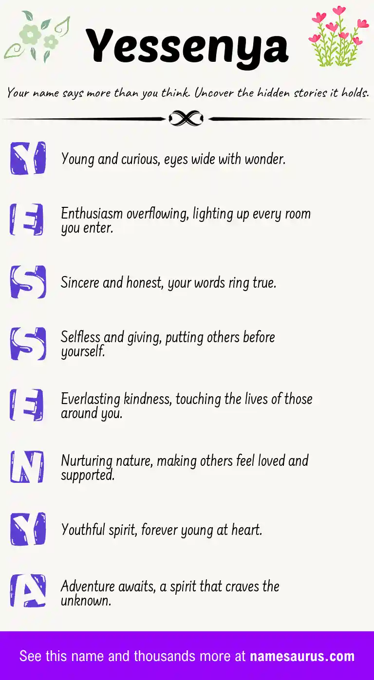 Acrostic poem about Yessenya.