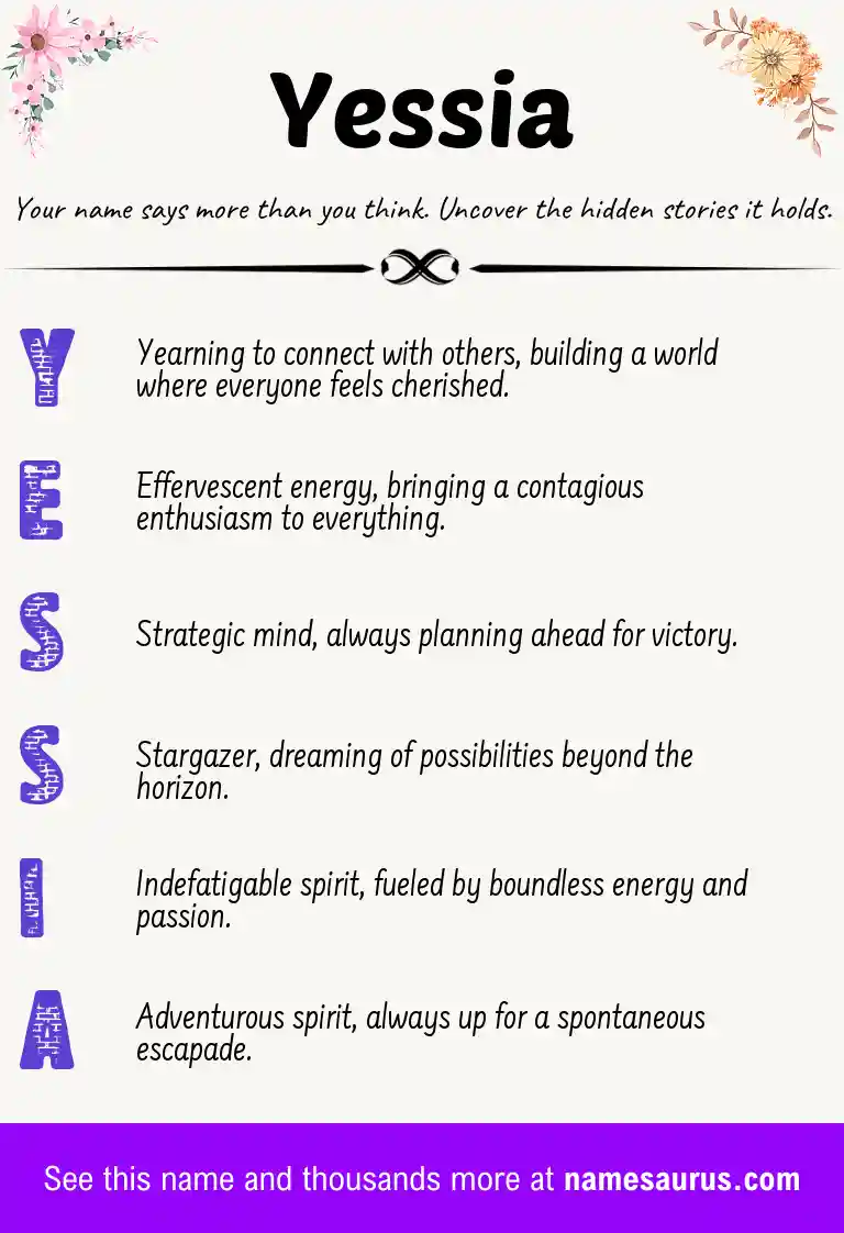 Acrostic poem about Yessia.