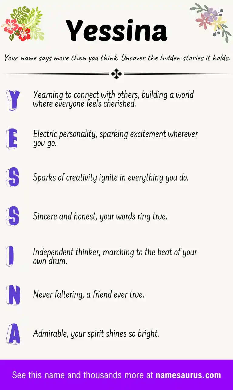 Acrostic poem about Yessina.