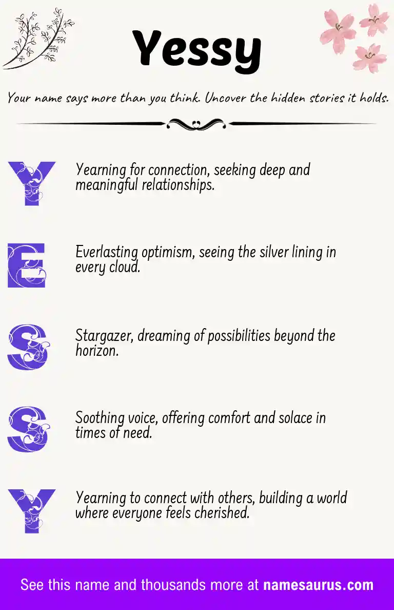 Acrostic poem about Yessy.
