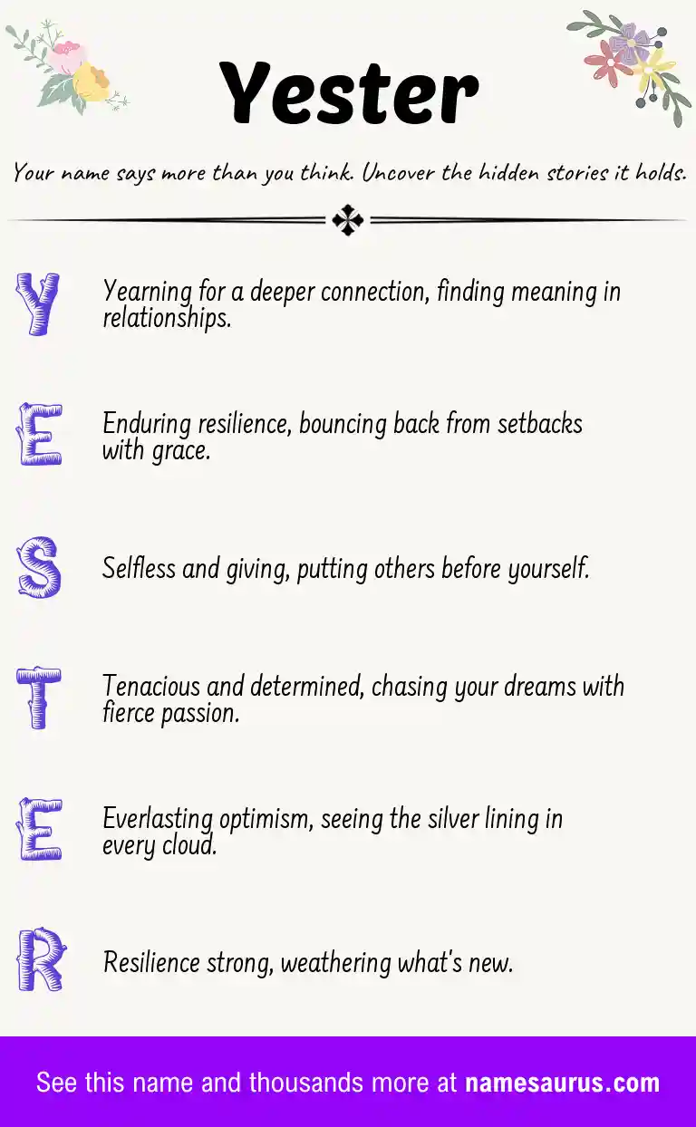 Acrostic poem about Yester.