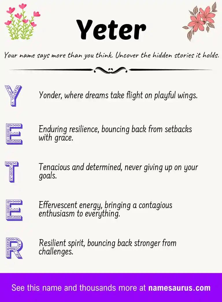 Acrostic poem about Yeter.