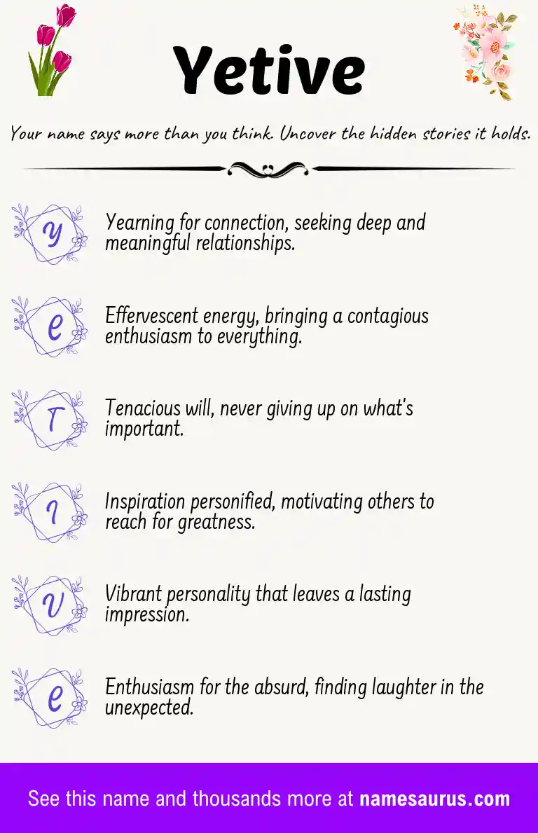 Acrostic poem about Yetive.