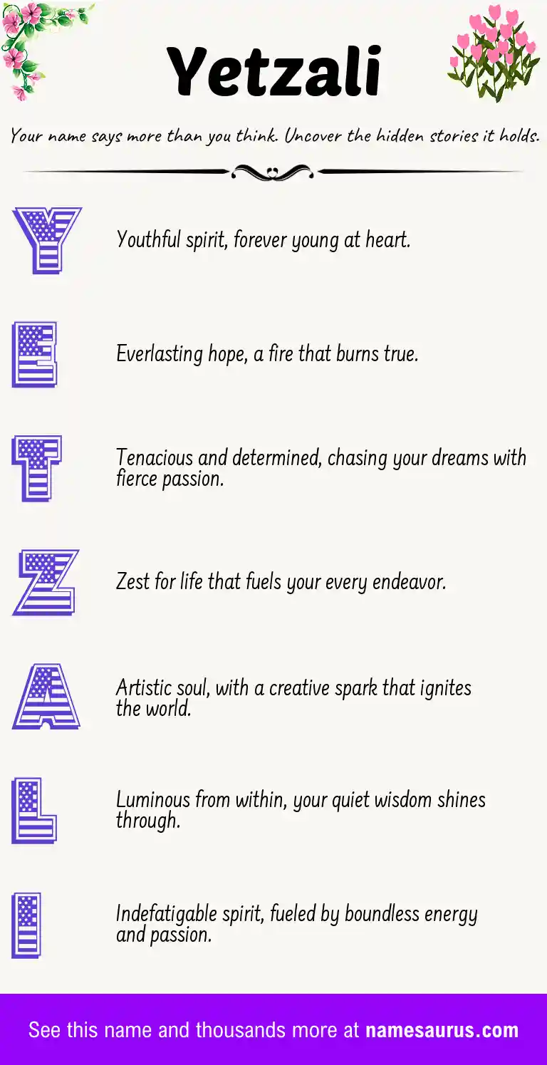 Acrostic poem about Yetzali.
