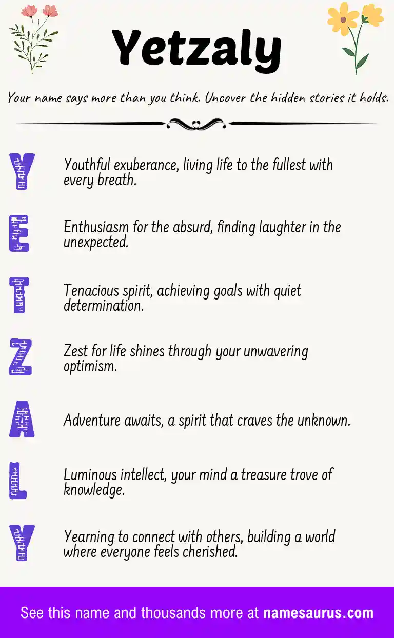 Acrostic poem about Yetzaly.