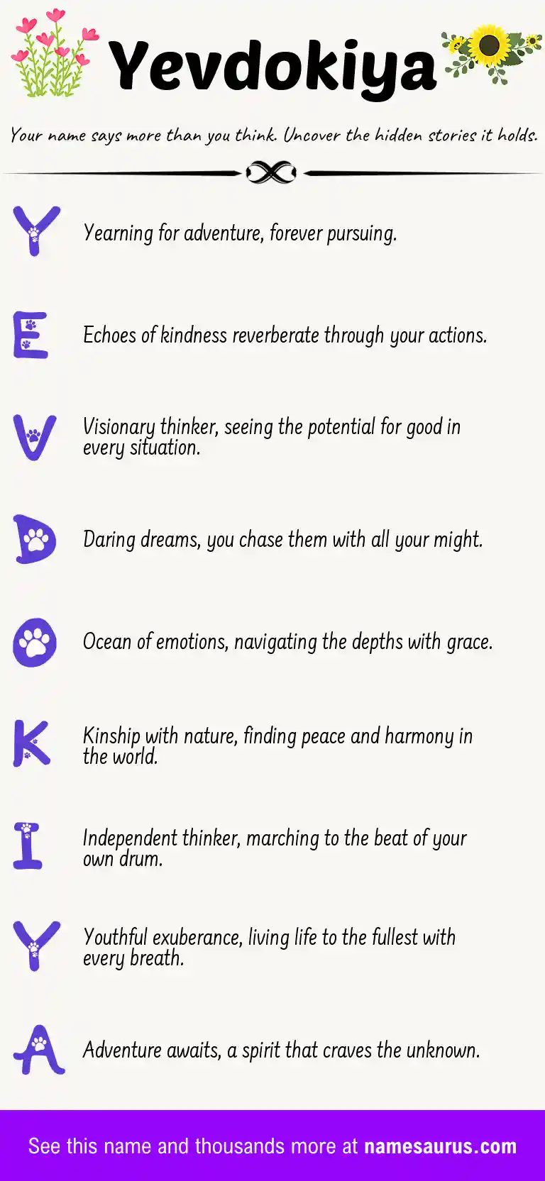 Acrostic poem about Yevdokiya.