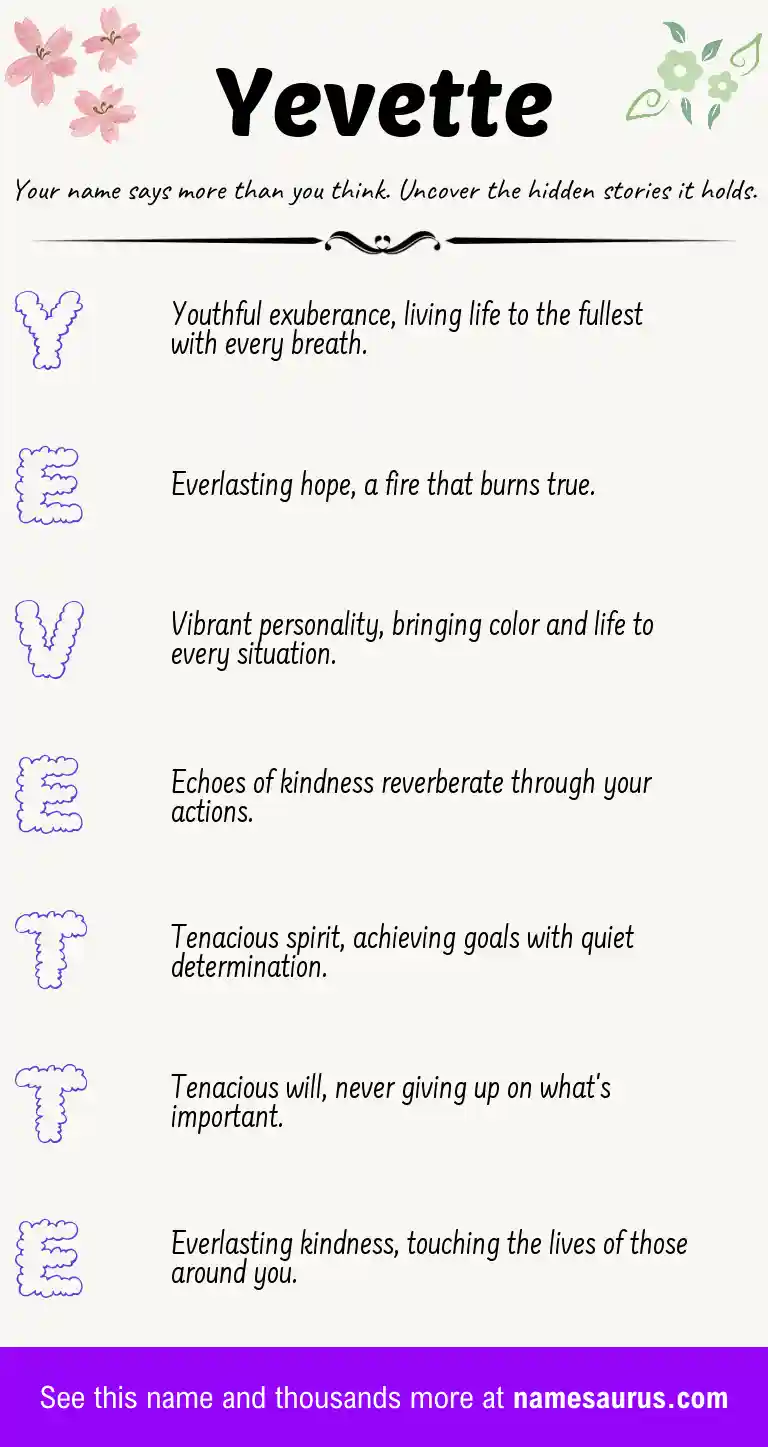 Acrostic poem about Yevette.
