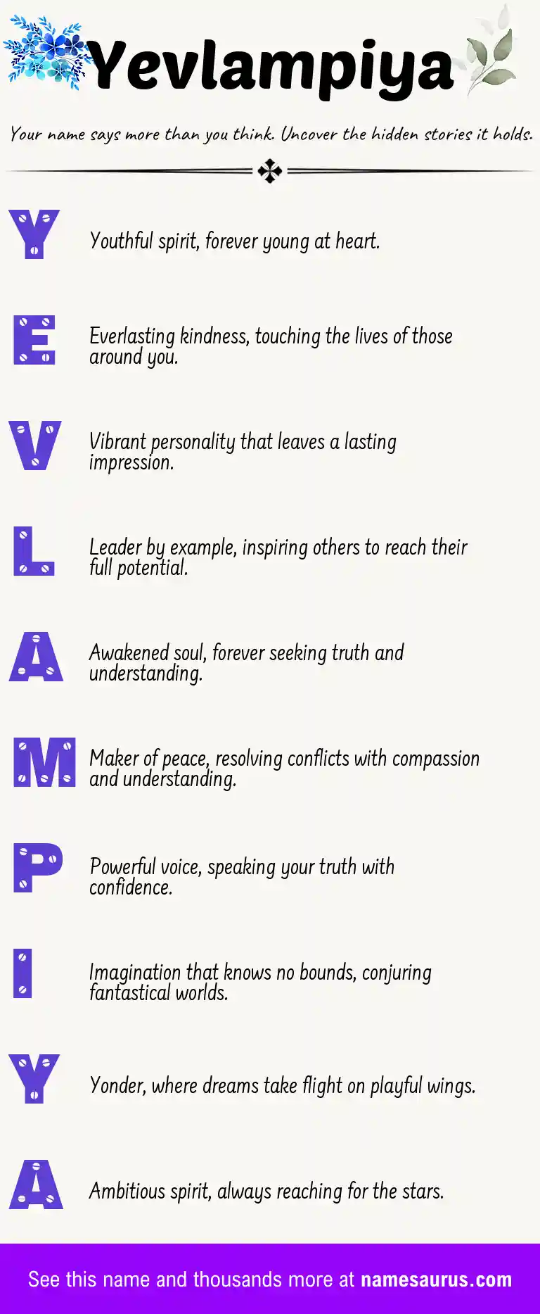 Acrostic poem about Yevlampiya.
