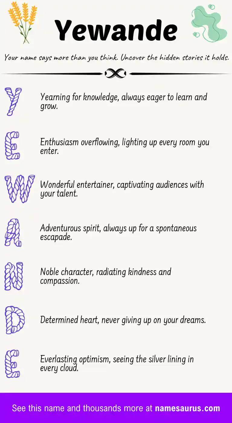 Acrostic poem about Yewande.